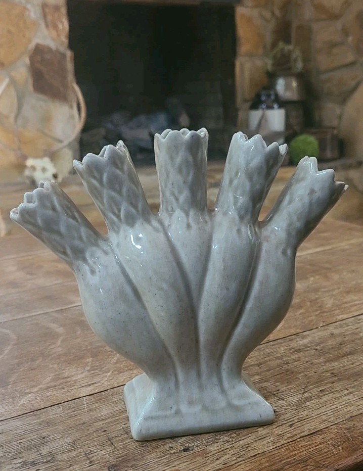 Vintage Five Finger Bud Vase Textured Ceramic Tulipiere Fan Vase PAS 7 Vintage Five Finger Bud Vase Textured Ceramic Tulipiere Fan Vase PAS 7
