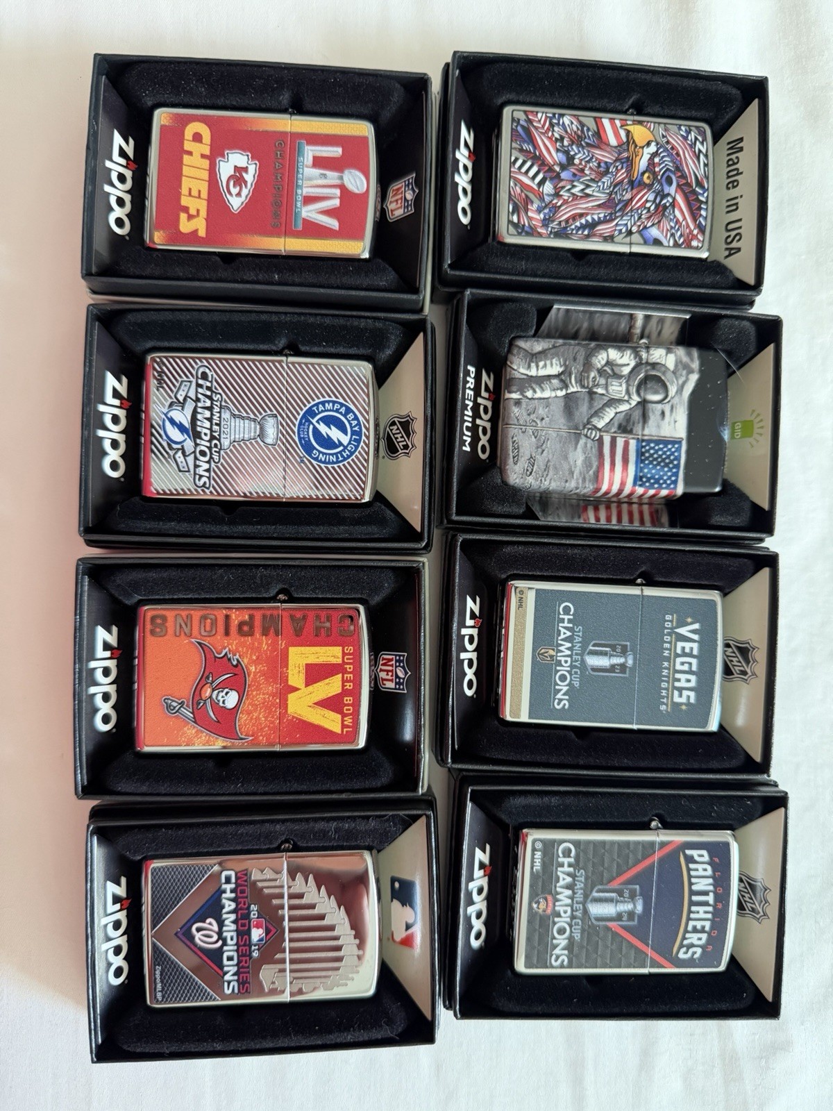 Zippo Lighters 8 New Never Used In Original Boxes