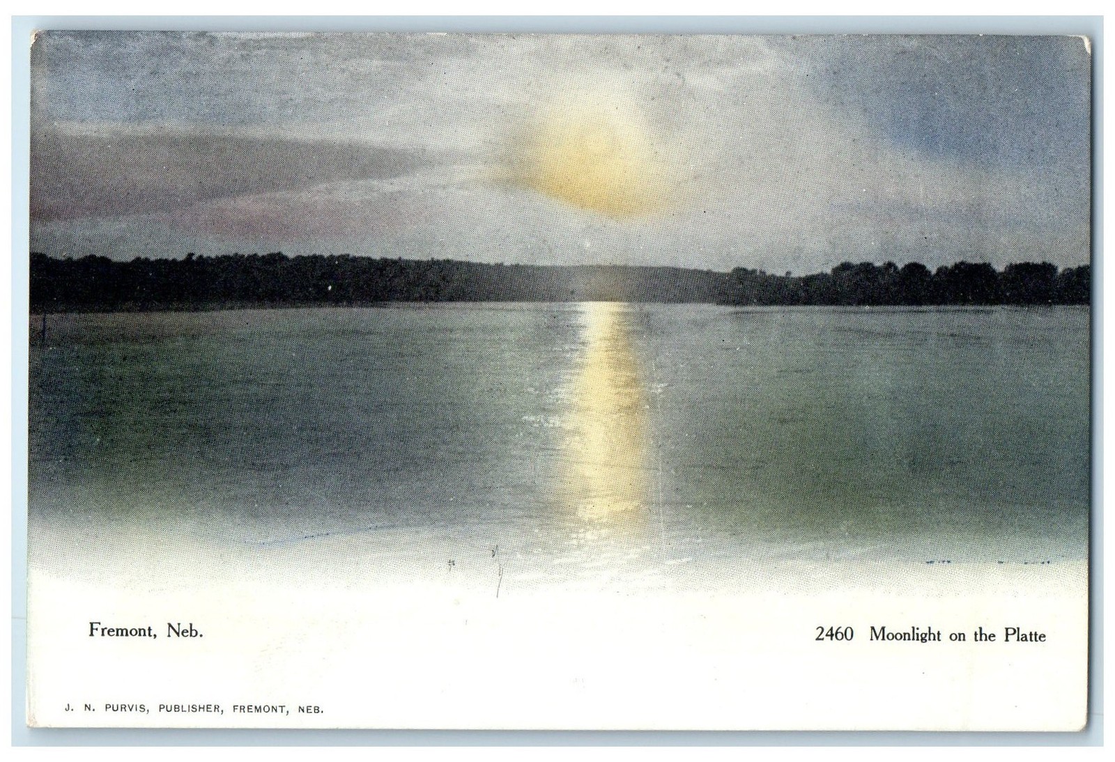 c1905\'s Moonlight On The Platte Scene Fremont Nebraska NE Unposted Moon Postcard