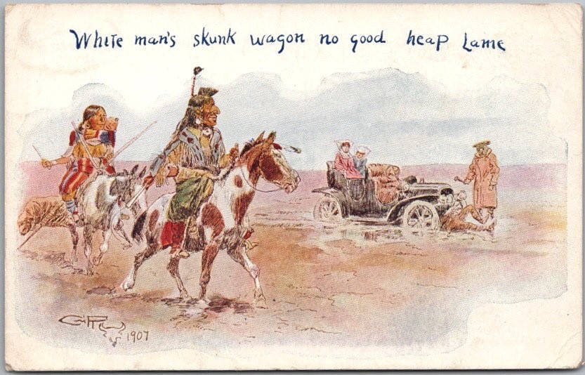 1907 Artist-Signed CHARLES M. RUSSELL Postcard \