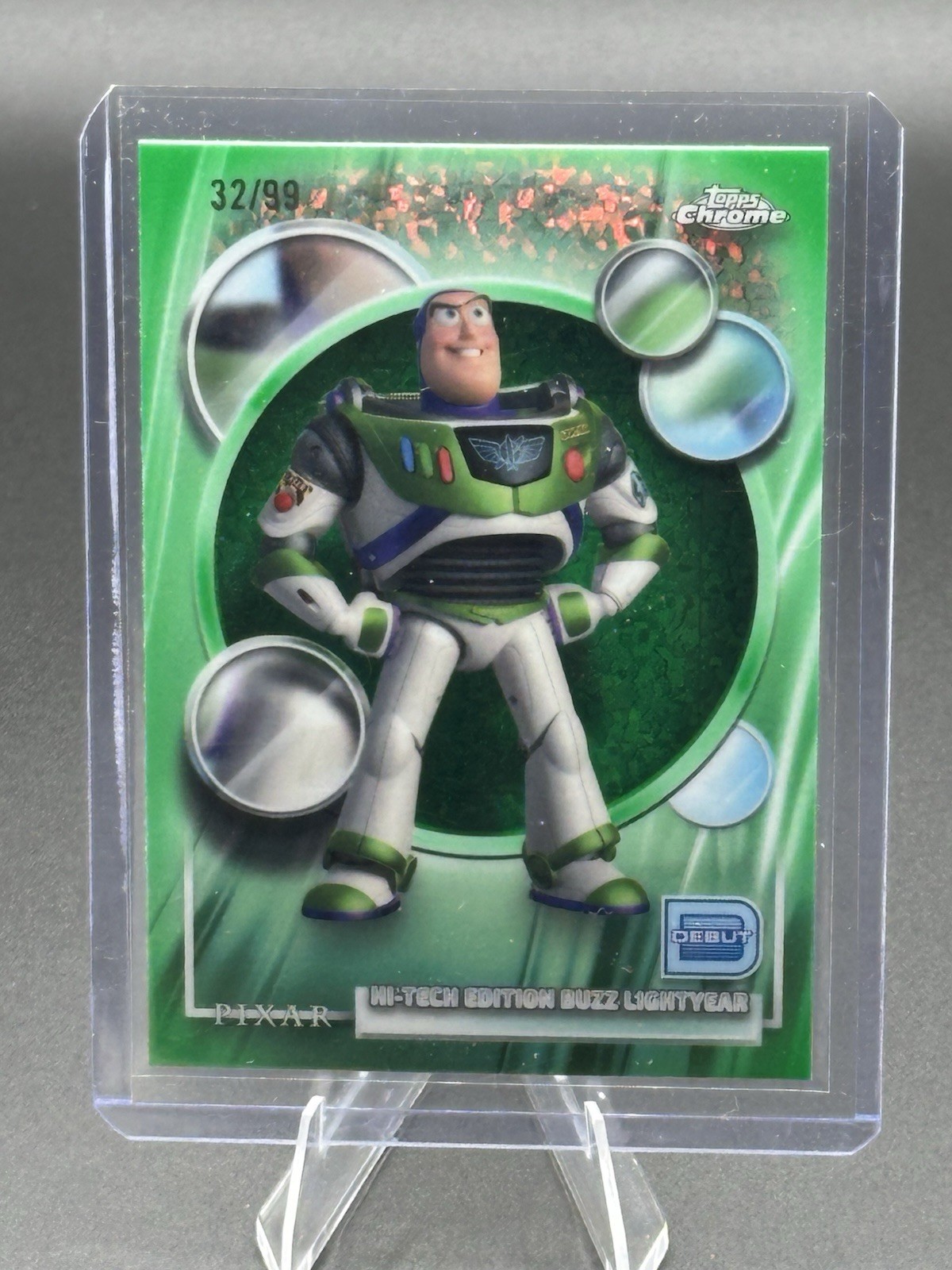 2026 Topps Chrome Disney Buzz Lightyear Hi-Tech Green Card Mini Diamond /99