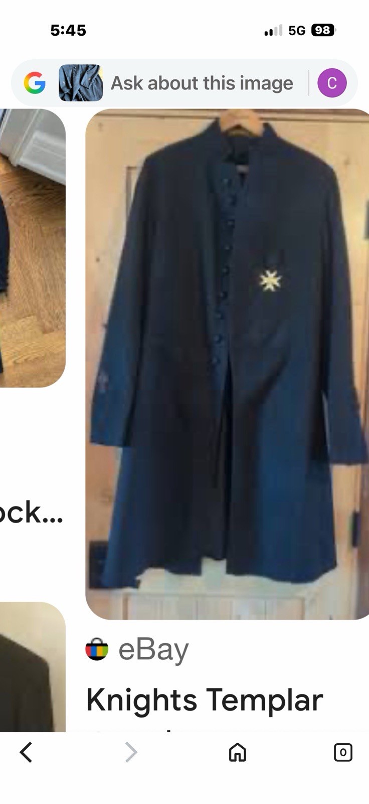 Black Wool Frock Coat Knights Templar Victorian Civil War Reenacting 20s Antique