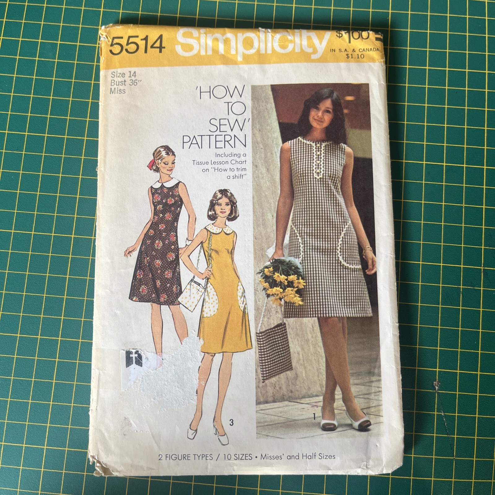 Vintage 1973 Simplicity Pattern, 5514, Dress & Bag 