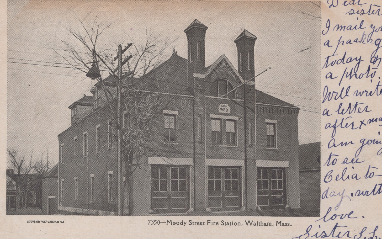 Moody Street Fire Station Waltham MA Postcard 1905 Undivided Back WFD Moody Street Fire Station Waltham MA Postcard 1905 Undivided Back WFD