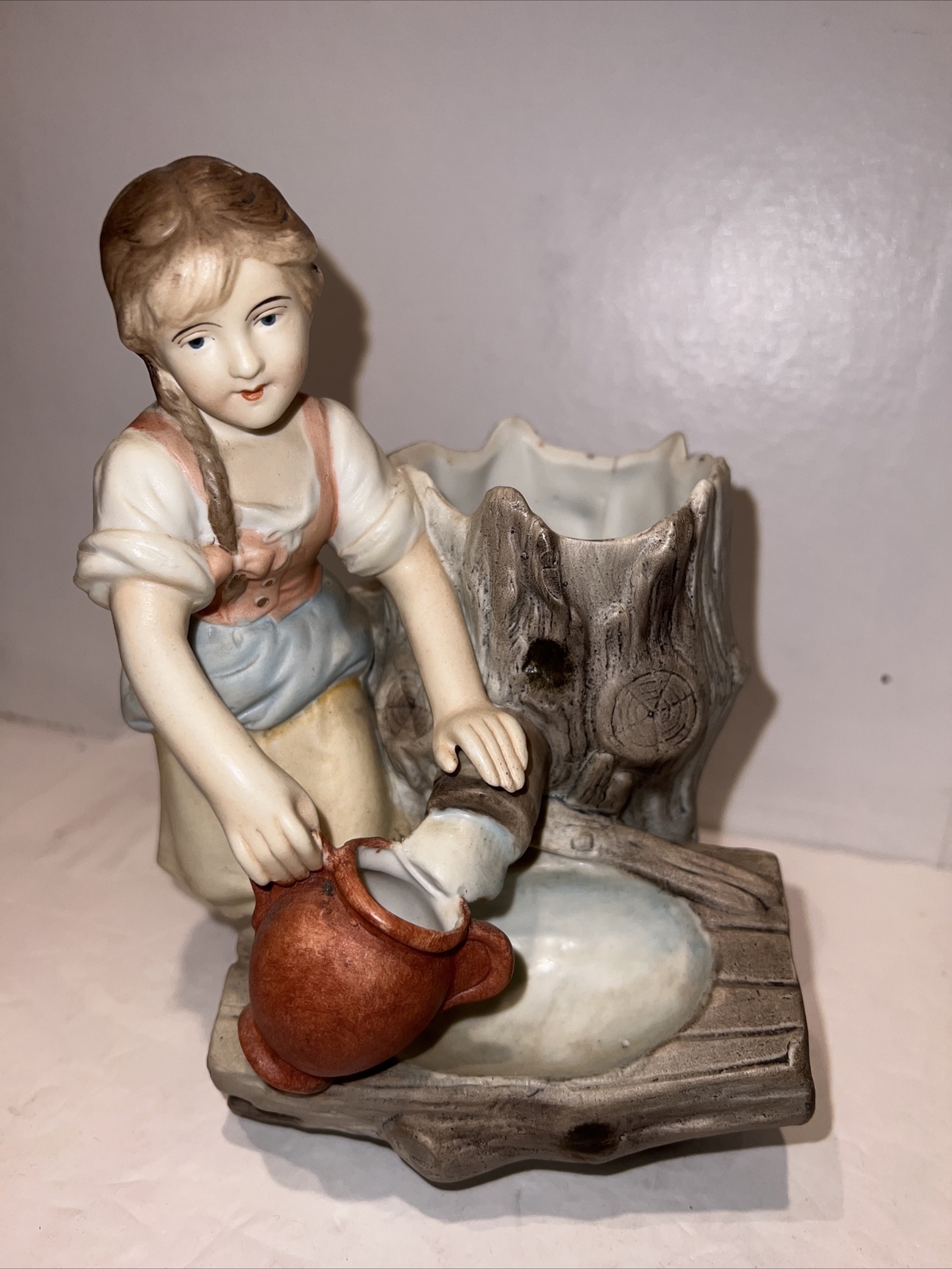 Vintage BISQUE FIGURAL SPILL VASE, LITTLE Girl See Pics Vintage BISQUE FIGURAL SPILL VASE, LITTLE Girl See Pics