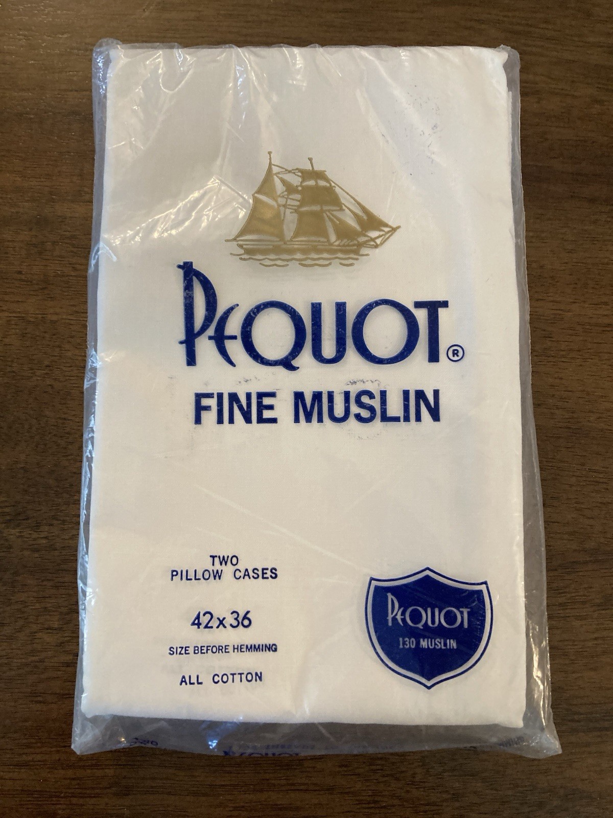 VTG Pequot Fine Muslin Two Pillow Cases White All Cotton 42 X 36” NOS