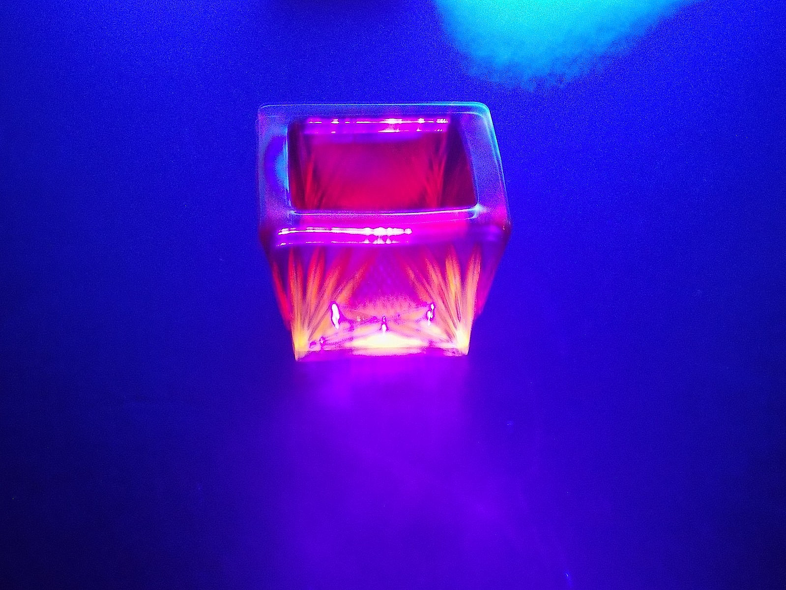 Sunset Red Cadmium Iridescent Carnival Glass Square Salt Cellar