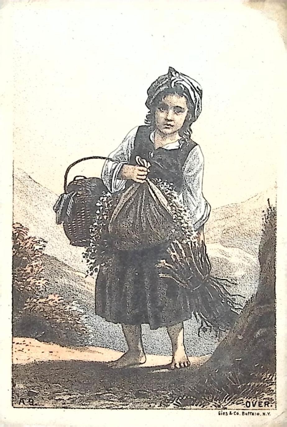 Barber Trade Card Frank W Lapham Pittsfield ME Victorian Girl Gies & Co Litho
