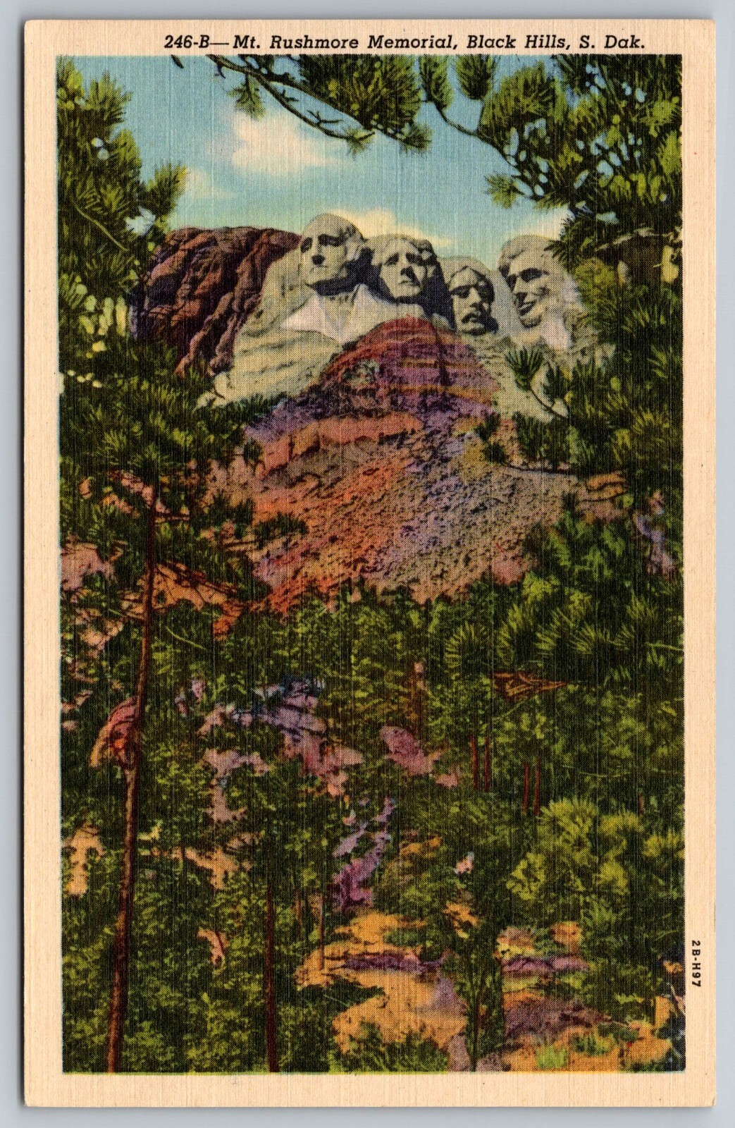 Postcard A 490, Mt. Rushmore Memorial, Black Hills, South Dakota