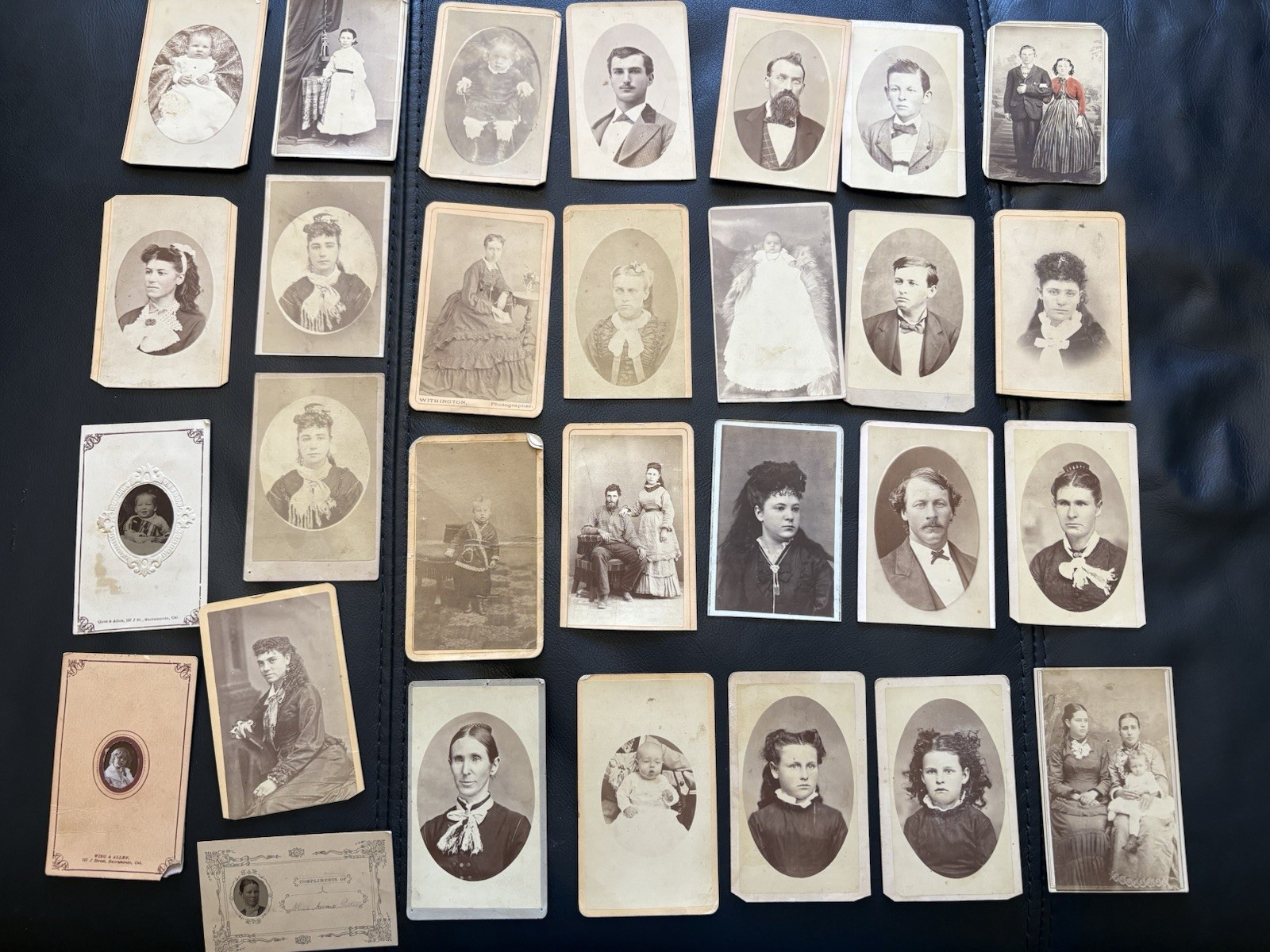 Lot Antique Victorian Photographs Studio Black White Portraits California 1800s