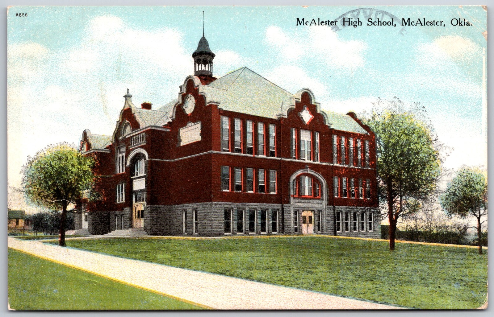 Antique Postcard McAlester High School Oklahoma 1909