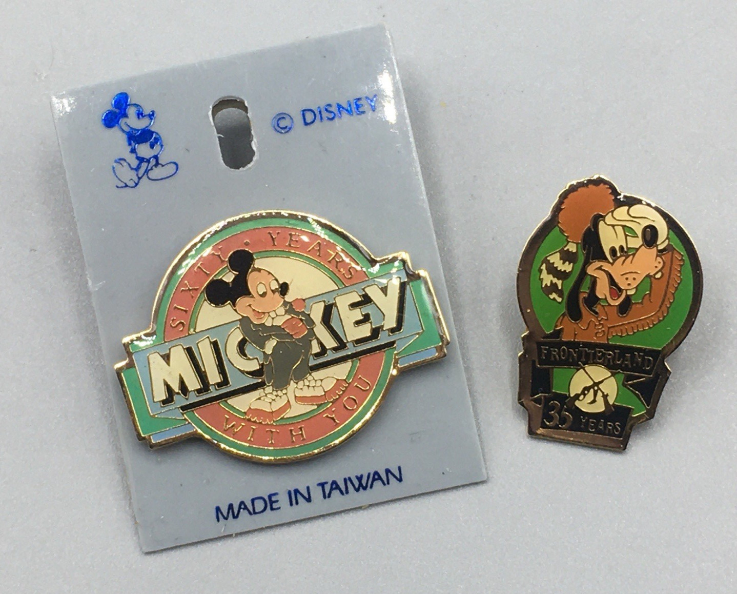 Walt Disney's Mickey Mouse 60 Years With You & Goofy Frontierland 35 Years Pins