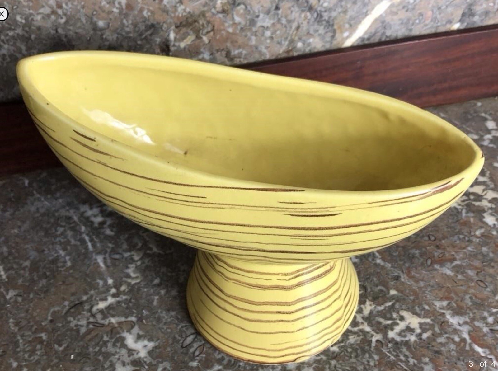 Rare Vintage MCM By McCoy Pottery Harmony Footed Striped Glaze 6