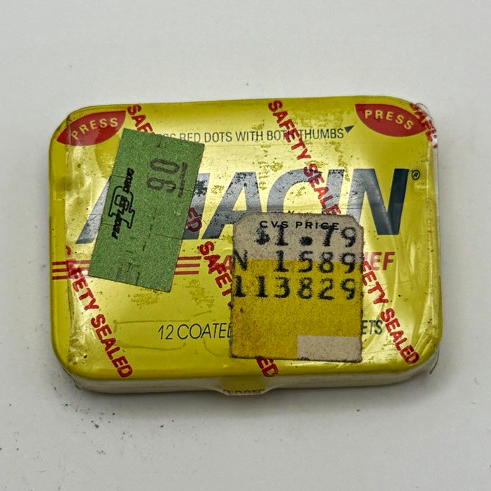 Vintage Anacin 12 Coated Tablets Tin Safety Sealed CVS Price Tag Pharmacy NOS Vintage Anacin 12 Coated Tablets Tin Safety Sealed CVS Price Tag Pharmacy NOS