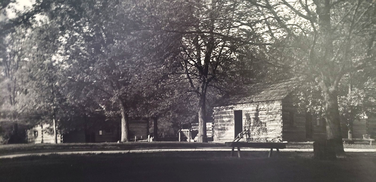 1950s Photo Print, President Abraham Lincoln New Salem Village Log Cabin 9x13