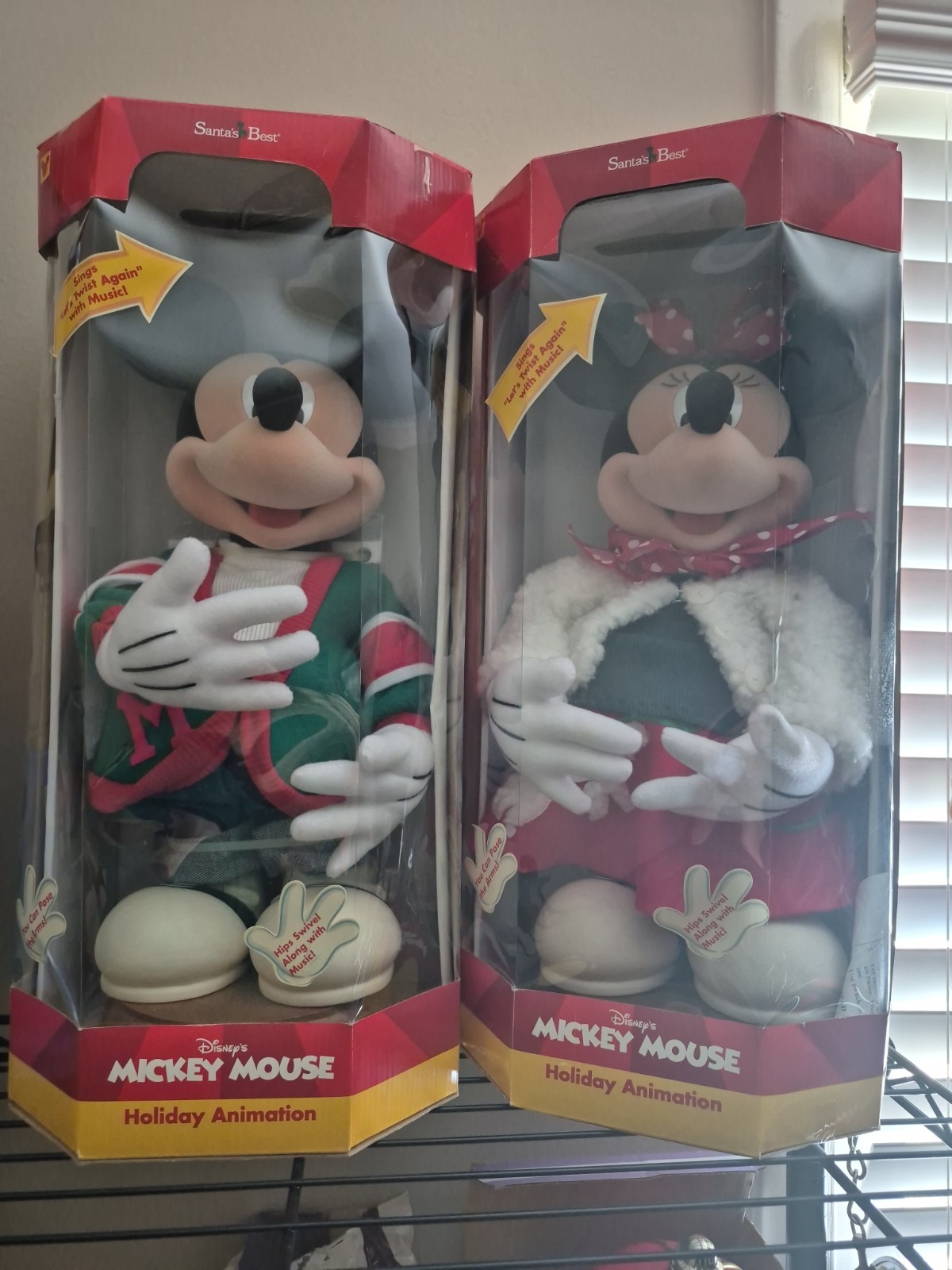 1998 Vintage Santa's Best Mickey And Minney Mouse Holiday Animation 