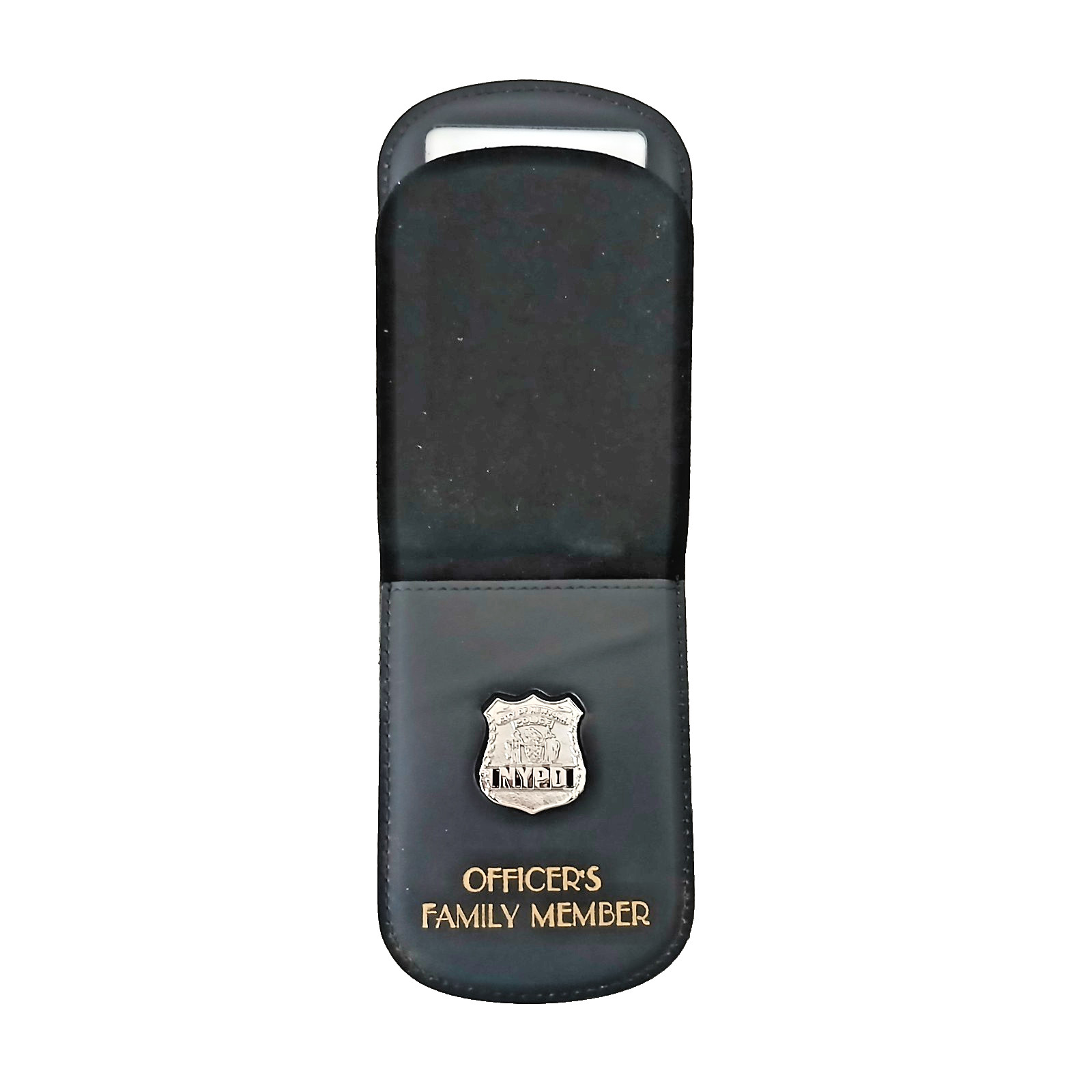 NYPD Officer\'s Family Member ID Wallet Front Pocket W/Mini Badge Pin Gold Foil