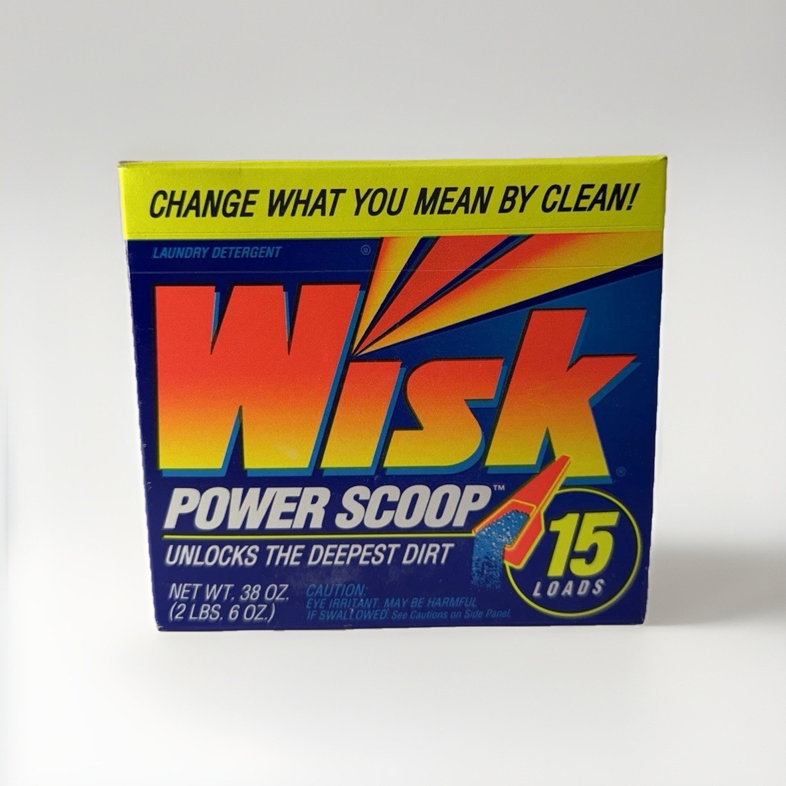 Vintage Wisk Power Scoop Detergent Retro Packaging Lever Bros 38oz 15 Load