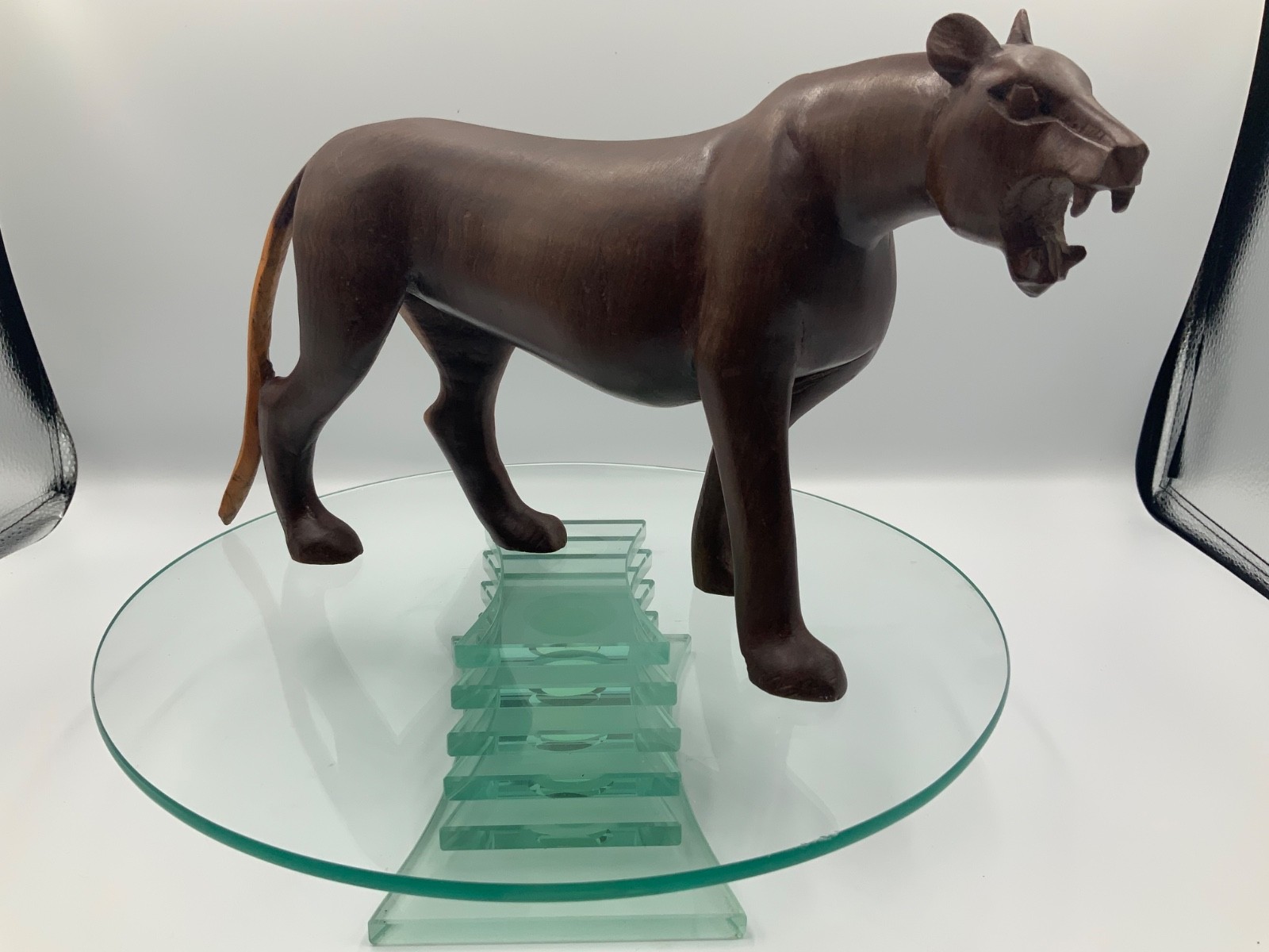 Desert Ironwood Hand-carved Wooden Mountain Lion Sculpture 12” Southwestern Art