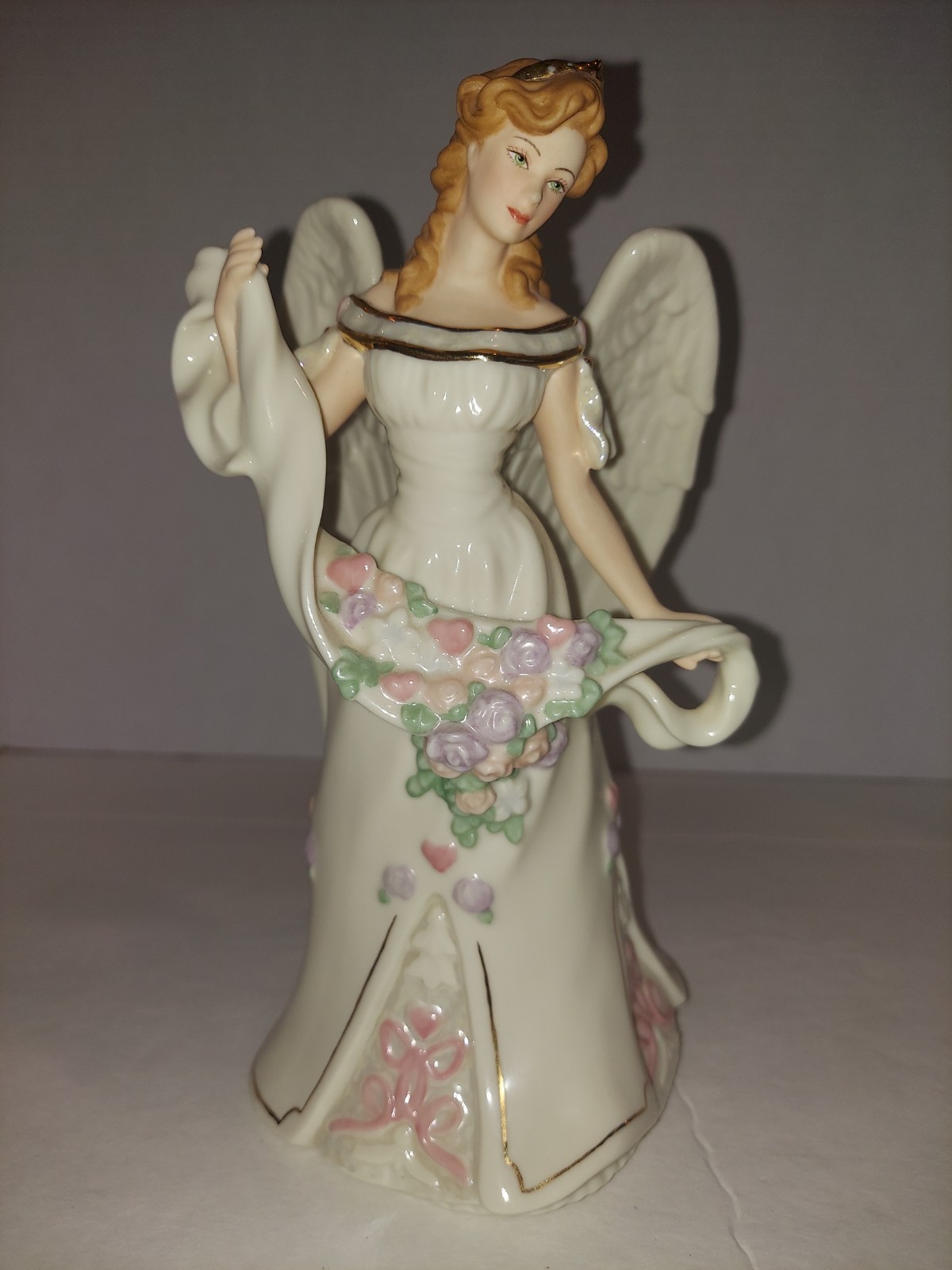 Lenox Spirit of Love Handcrafted Porcelain Angel Figurine Floral Glossy