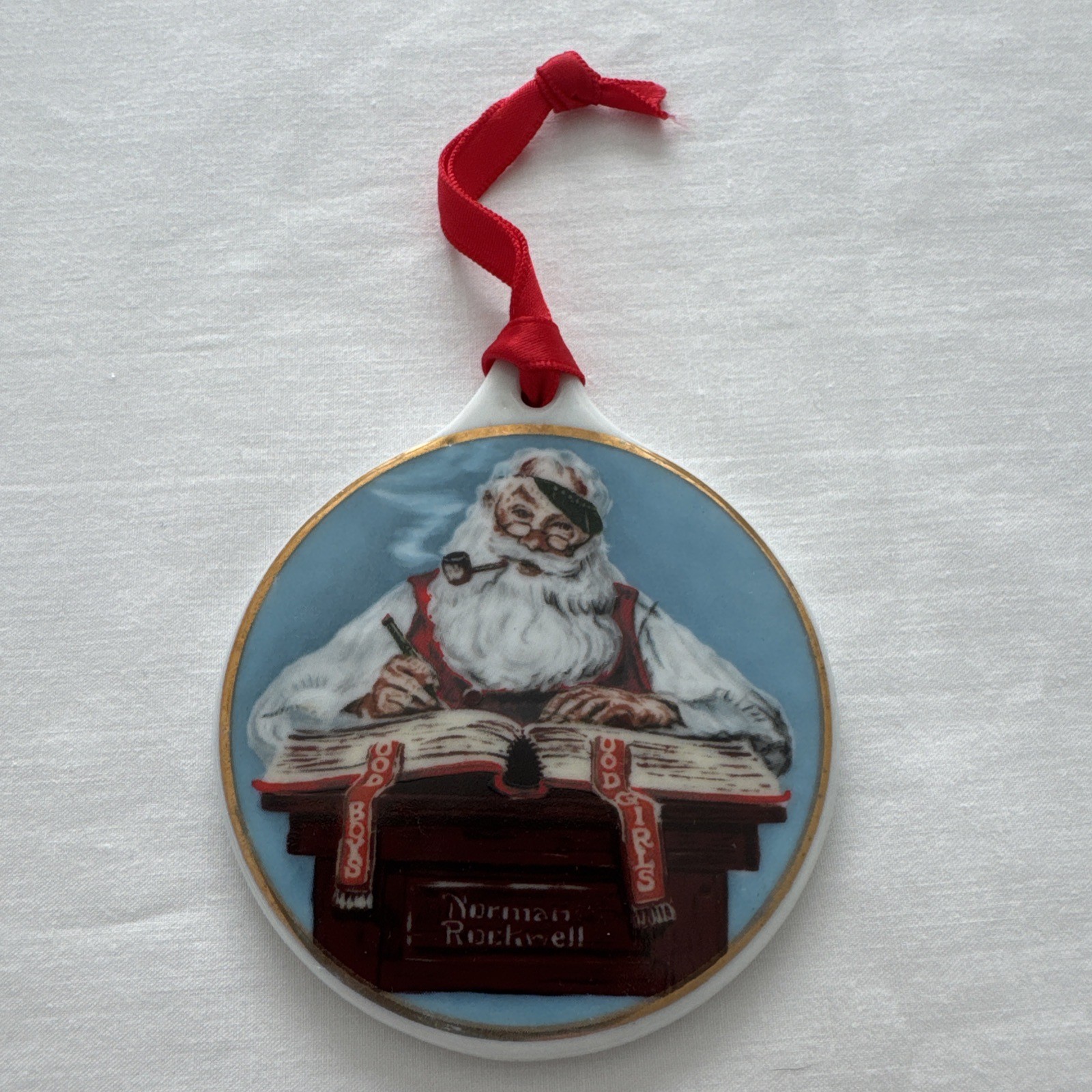 NORMAN ROCKWELL SANTA CHECKING HIS LIST Vintage 1984 Christmas Ornament NORMAN ROCKWELL SANTA CHECKING HIS LIST Vintage 1984 Christmas Ornament