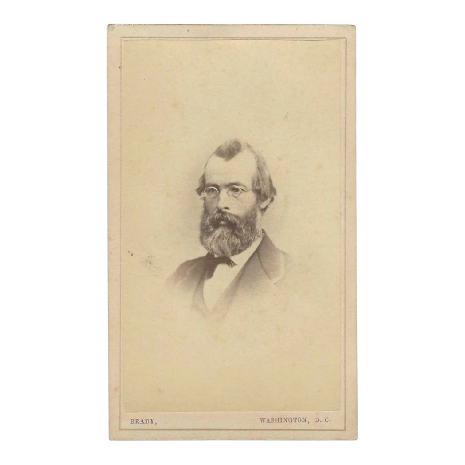 1860s Mathew Brady CDV Bearded Man Spectacles Washington DC Civil War Era