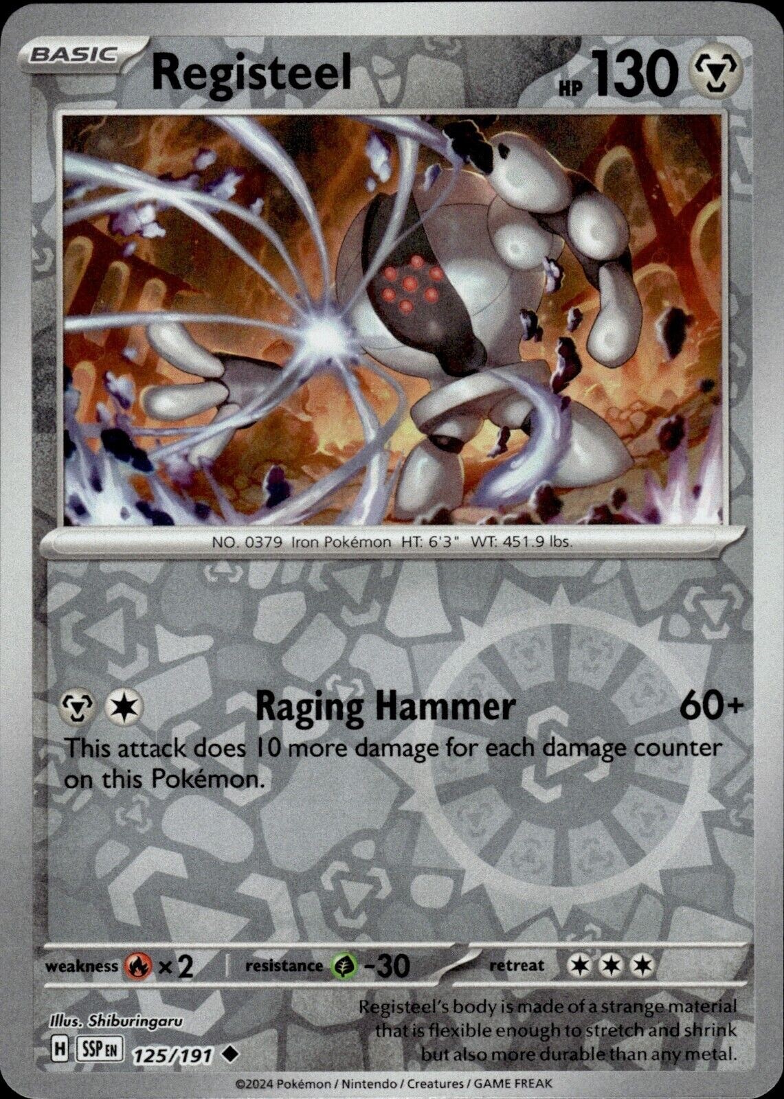 Pokemon - Registeel 125/191 - Reverse Holo - Surging Sparks - NM/M