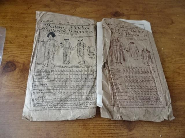 Lot 2 Vtg/Antique 1919 Butterick/Deltor Girls Sewing patterns#3846&2924-sz 6