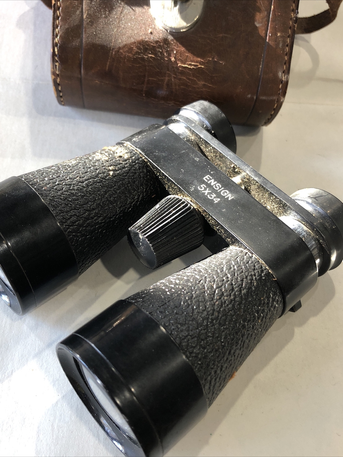 Vintage TaiseiKoki Ensign 5 x 34 Binoculars Occupied Japan Made Era Leather Case