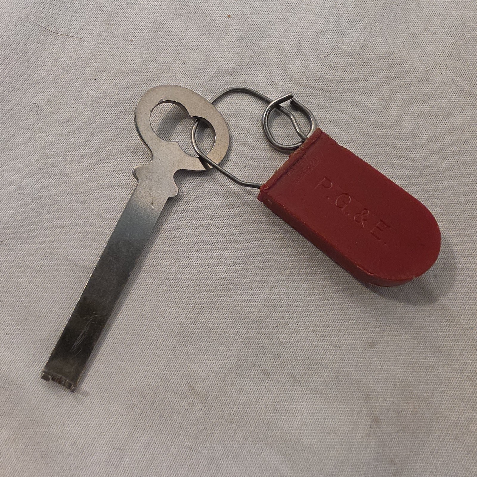 Vintage PG&E Barrel Lock Key Gas Electric Meter Security Tool 1971 Red Fob