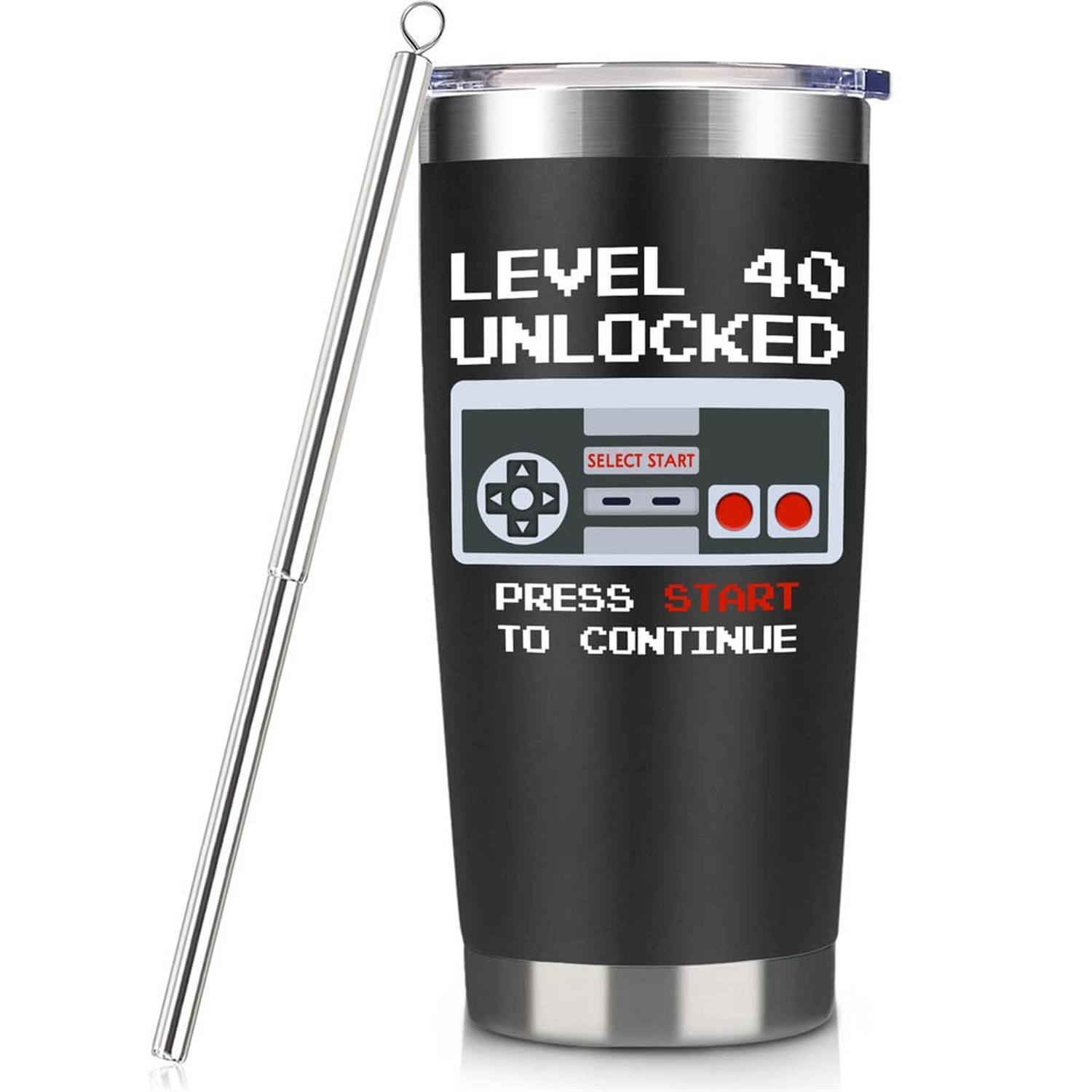 40th Birthday Gifts for Men 20oz Travel Tumbler with Straw for Men Black