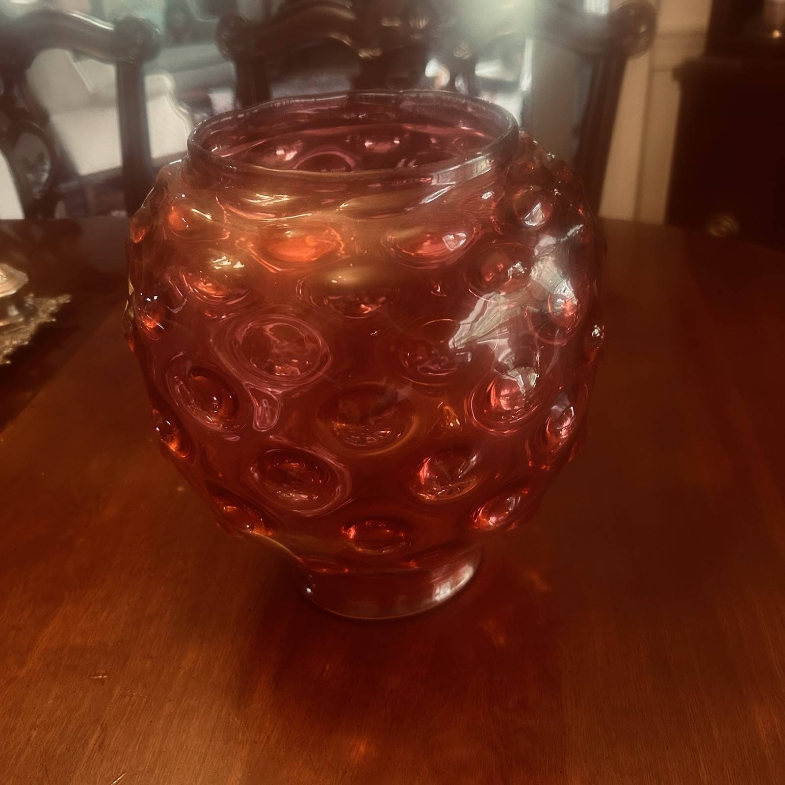 Antique Victorian Cranberry /Ruby Thumbprint Glass Lamp Shade Large Antique Victorian Cranberry /Ruby Thumbprint Glass Lamp Shade Large