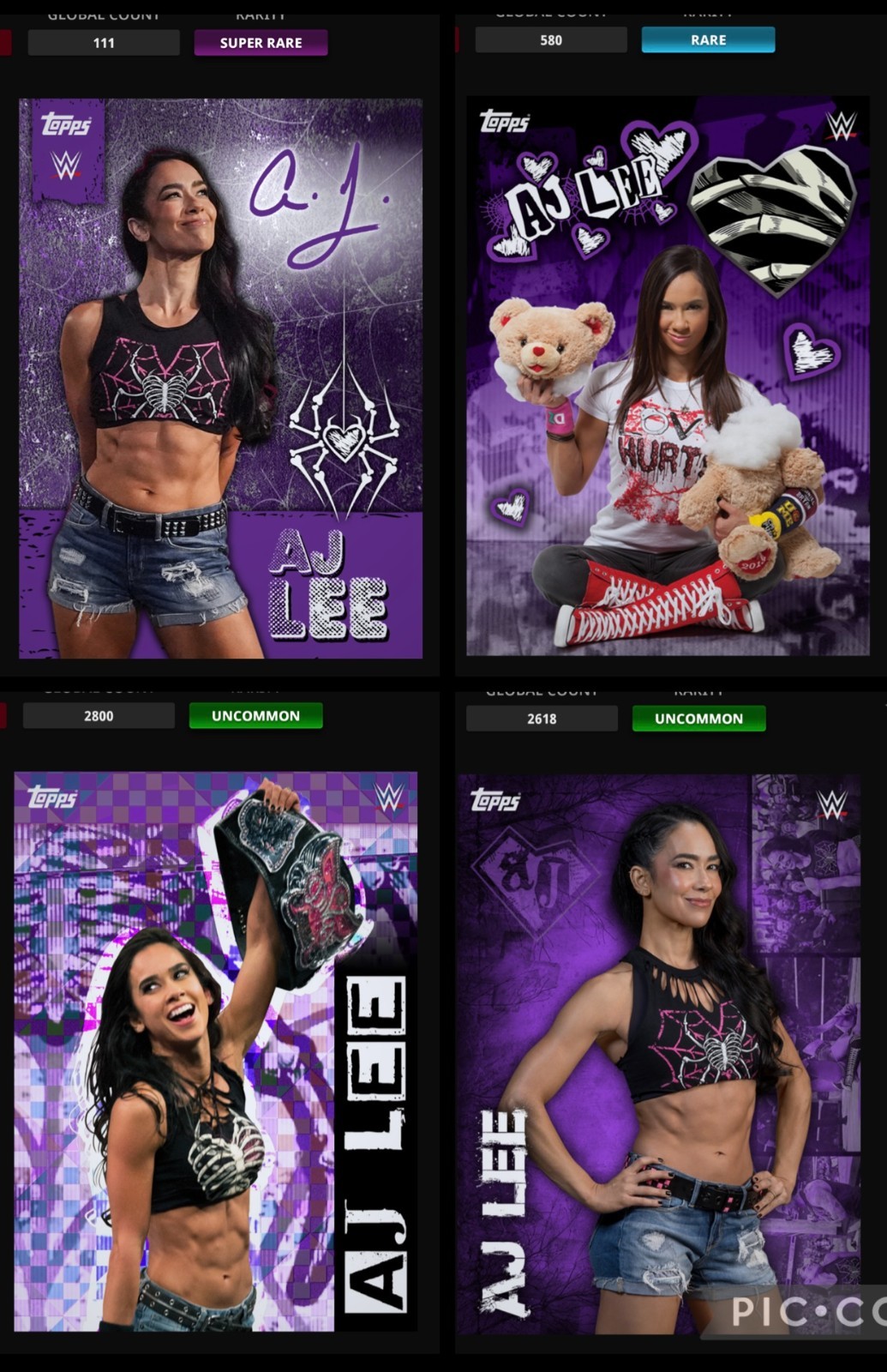 DIGITAL CARD 2025 TOPPS WWE SLAM ASCENDANCY AJ LEE PURPLE SR/RARE/2xUC 4 CARD