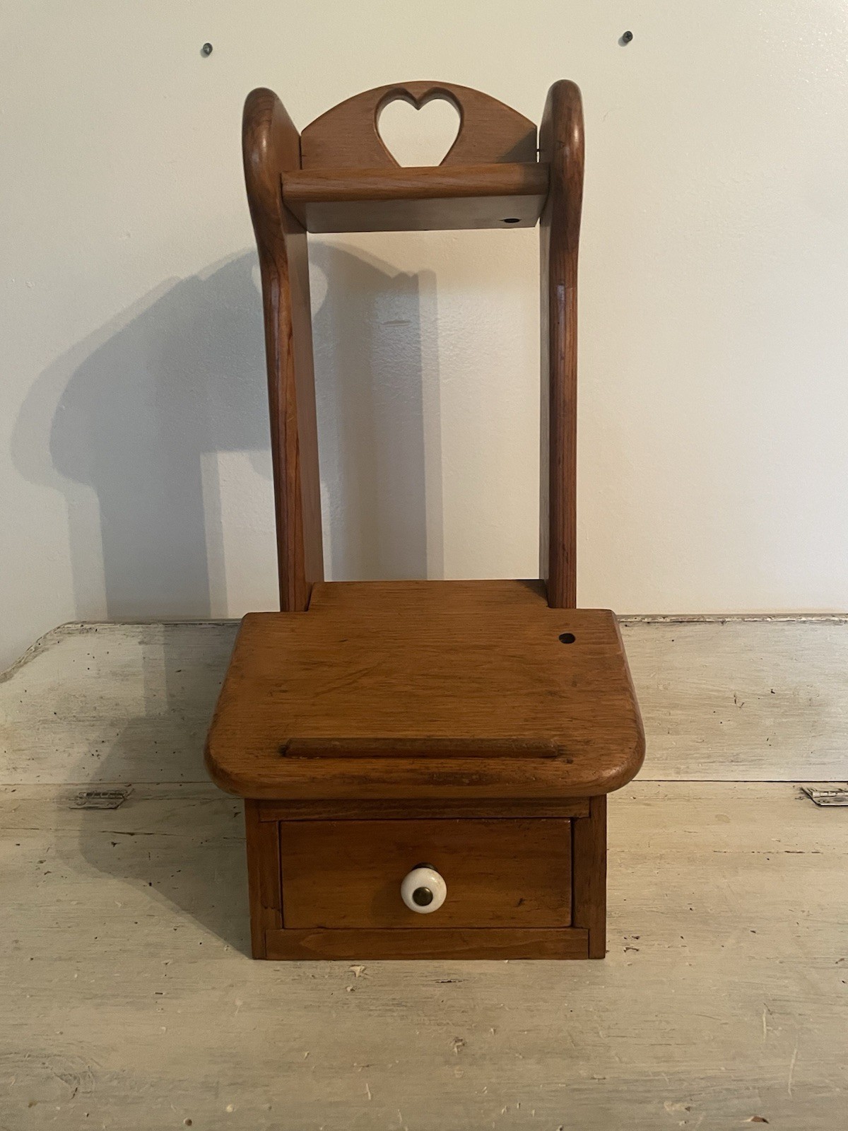 Vintage 80’s Wooden Kitchen Phone Message Center Country Heart Drawer Granny