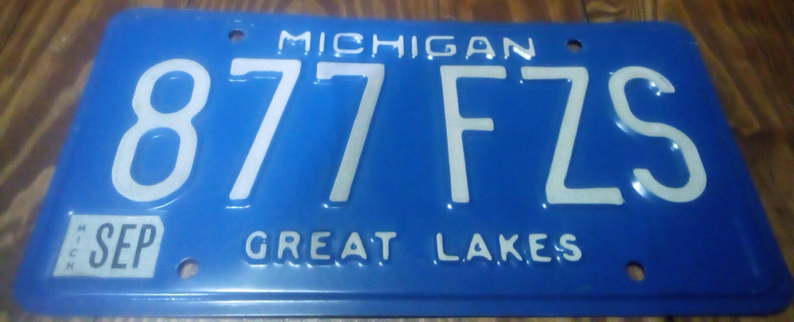 Antique Vintage Michigan License Plate Great Lakes 877 FZS EXPIRED OBSOLETE
