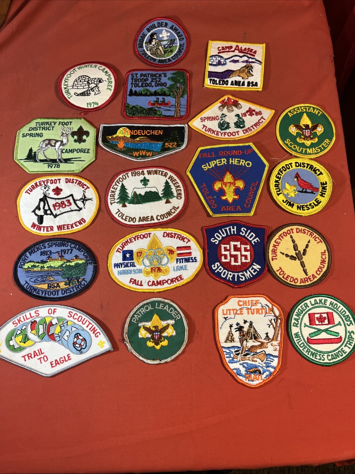 Lot 20 Vtg 70s 80s Boy Scouts Of America Patches BSA Patch Lot Camp Alaska Ohio