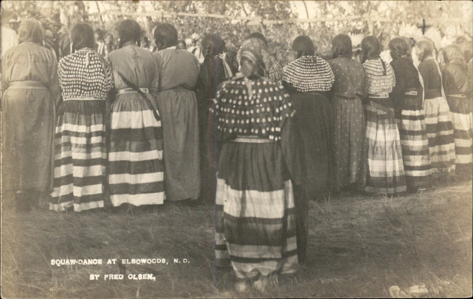 Elbowoods ND Native Indian Women Dance Fred Olsen c1910s RPPC bhn