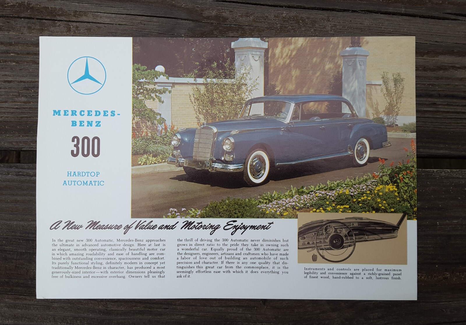 Vintage 1960 Mercedes 300 Hardtop Car Brochure Spec Sheet