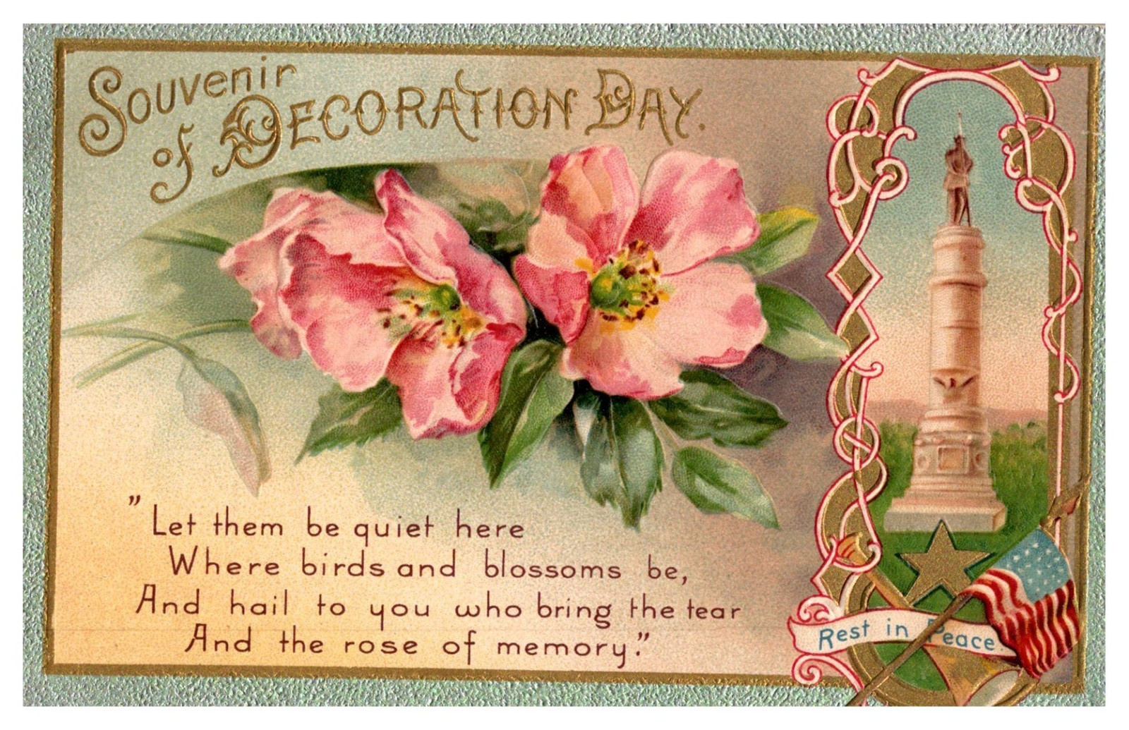 Vintage Victorian Postcard 1910 Souvenir of Decoration Day
