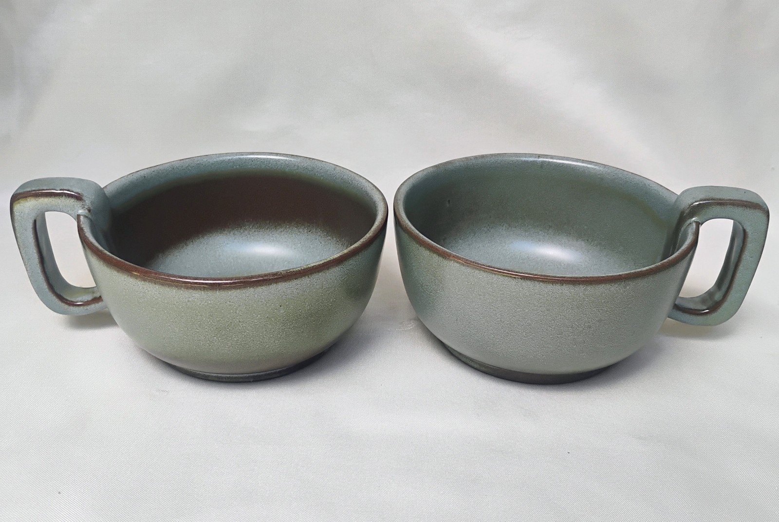 Pair of Frankoma Pottery 4SC Large Soup Mugs in Woodland Moss