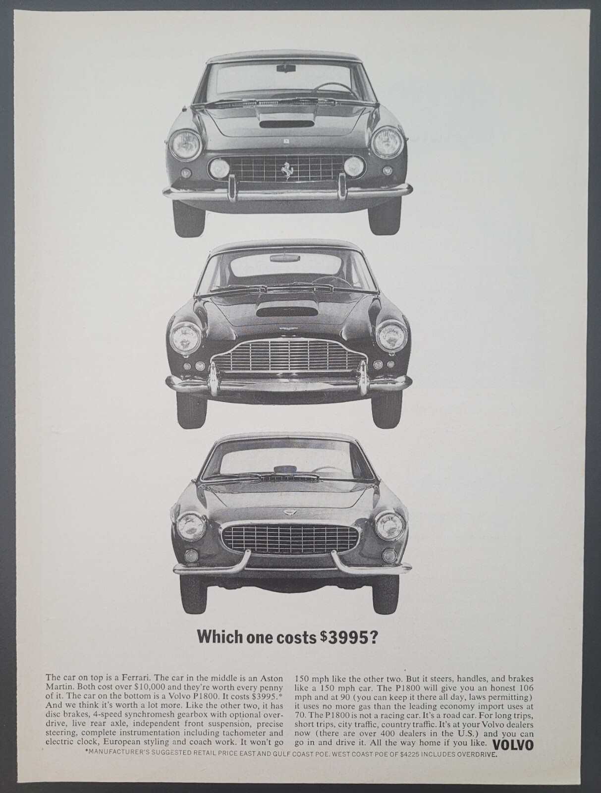 1962 PRINT AD Volvo P1800 \