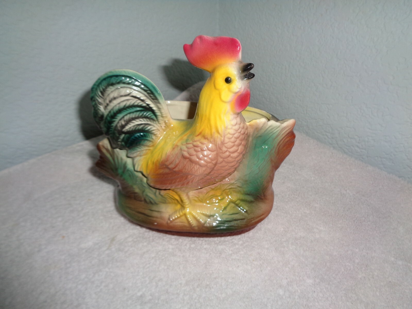CALIFORNIA Pottery Chicken Planter Trinket Holder Vase Rooster