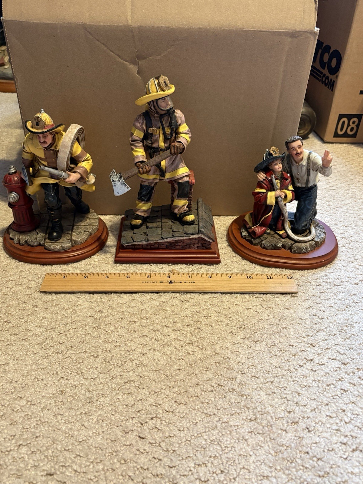 Red Hats Of Courage Figurines Firefighter Fireman Theme (3) Limited Edition Red Hats Of Courage Figurines Firefighter Fireman Theme (3) Limited Edition