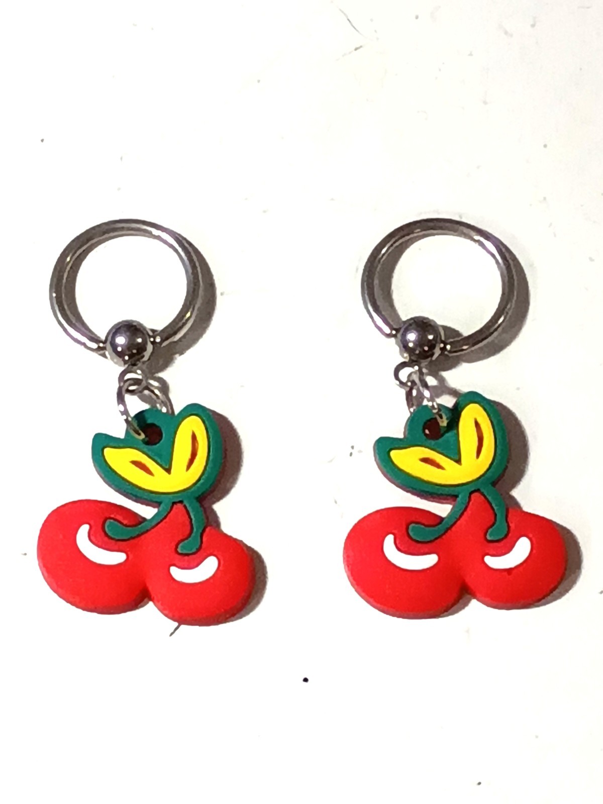 Pair 14g 7/16 Custom Dangle Cherry Nipple Ear Rings Look Hot & Sexy Strip Dance