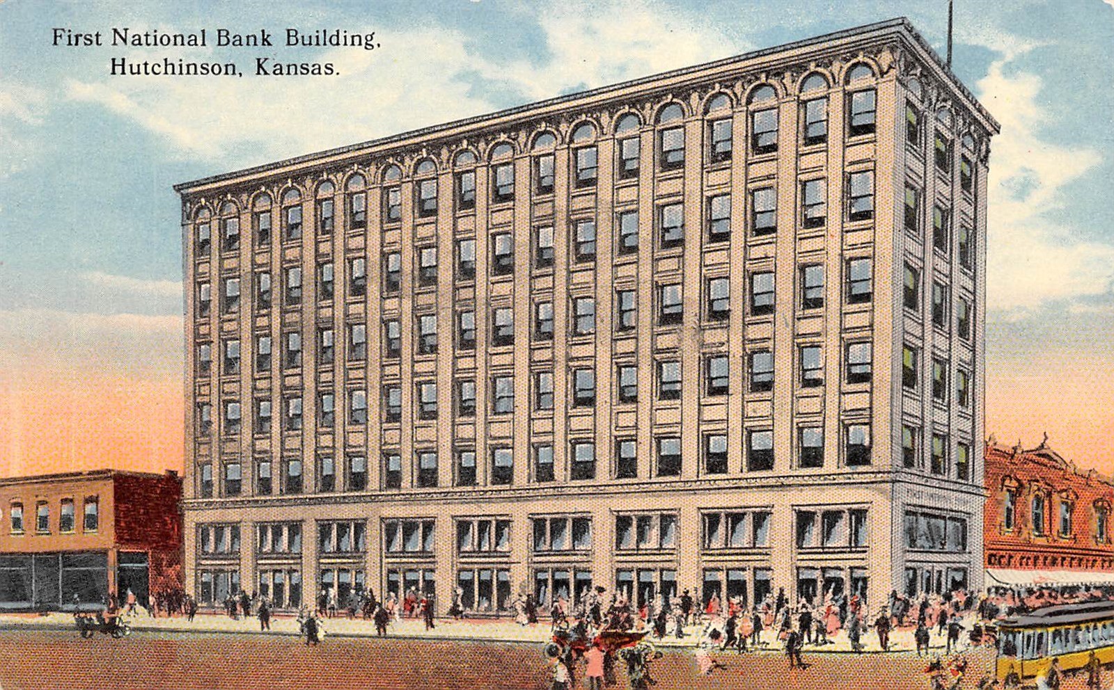 Hutchison Kansas 1916 Postcard First National Bank Building