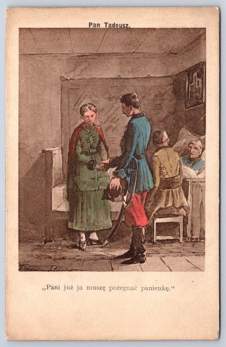 Antique Poland Pan Tadeusz literary art soldier farewell 1912