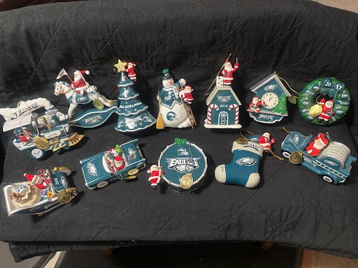 Lot of 12 Danbury Mint Philadelphia Eagles Christmas Ornaments 2005-2020 ALL TAG