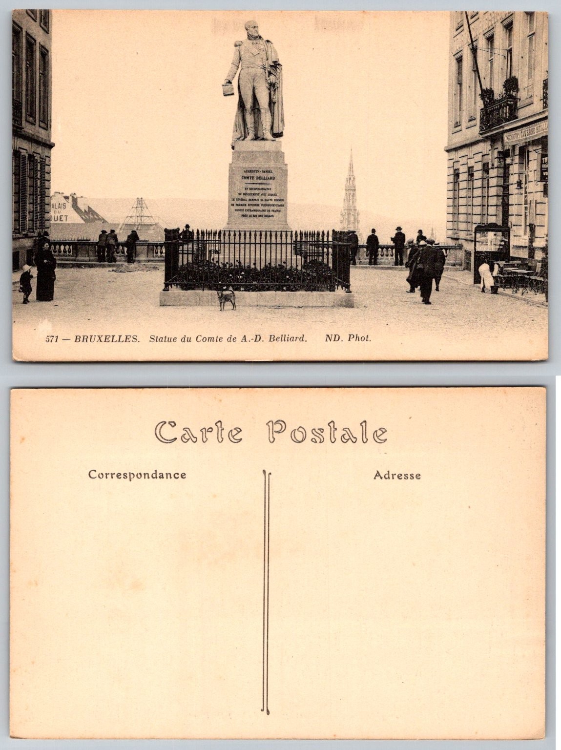 Brussels Belgium Comte Belliard Statue ND Phot. Real Photo Postcard c1900s