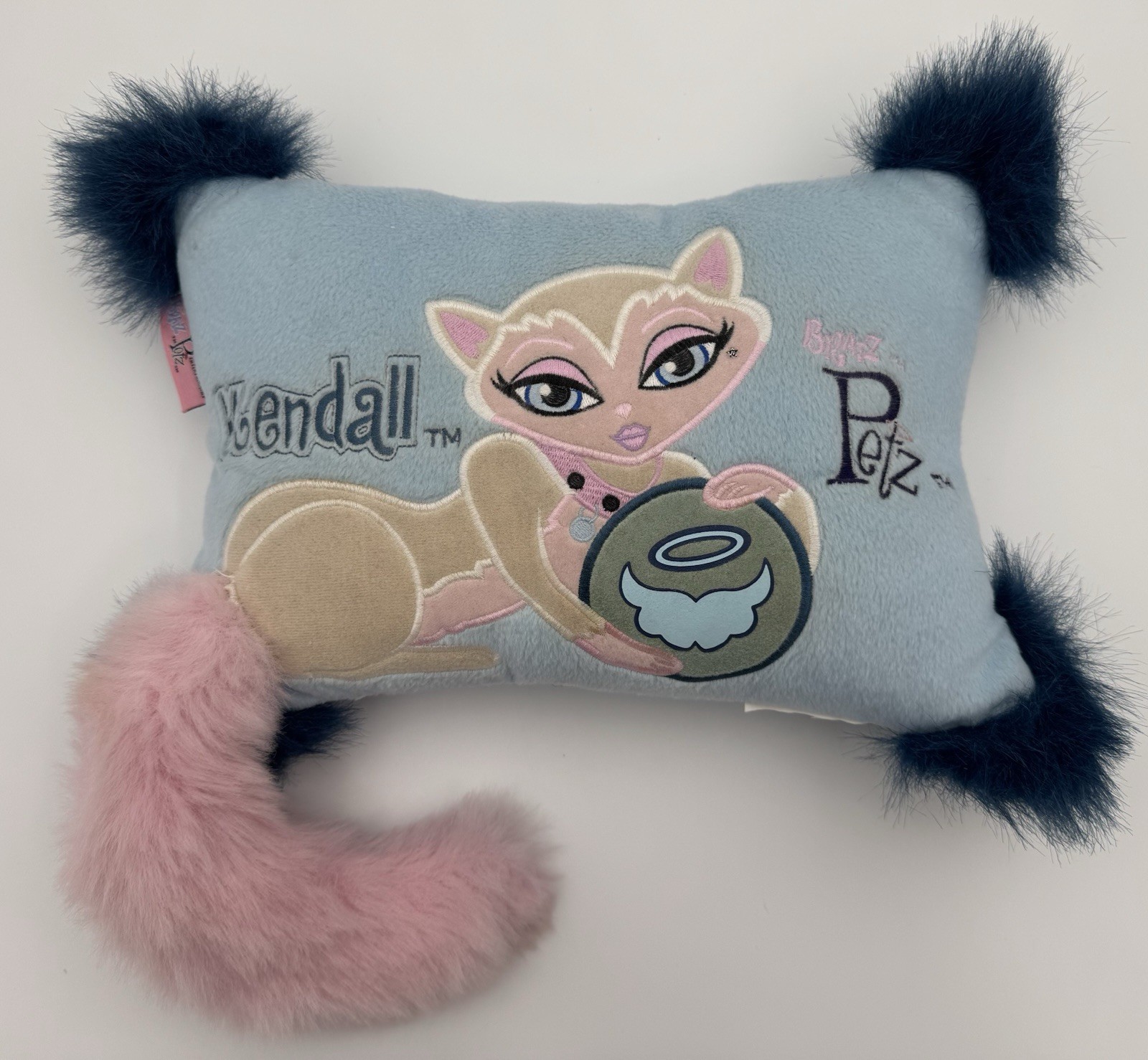 Vintage 2004 Bratz Petz Kendall Catz Plush Pillow Blue Pink Tail MGA Y2K
