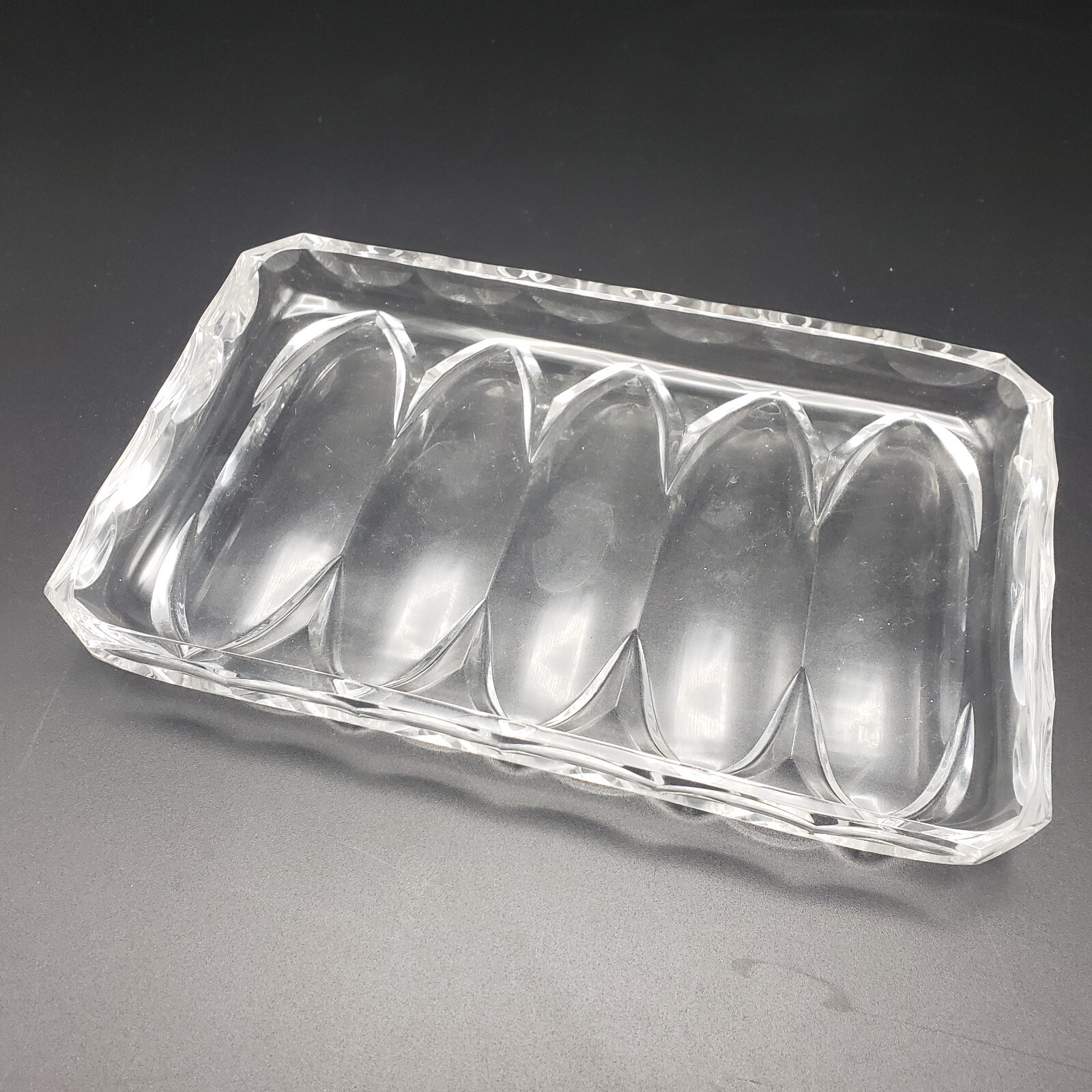 Vintage Crystal Relish Tray Rectangular Tranquil Trinket Dish 8.25